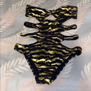 Victoria secret gold and black cut out swimsuit